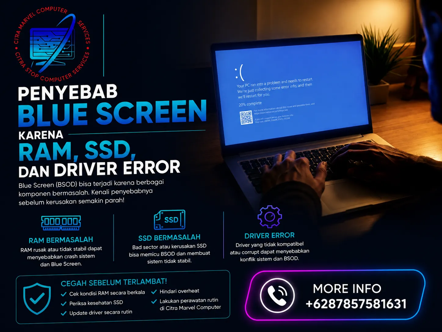 Penyebab Blue Screen karena RAM, SSD, dan Driver Error Penyebab Blue Screen karena RAM, SSD, dan Driver Error