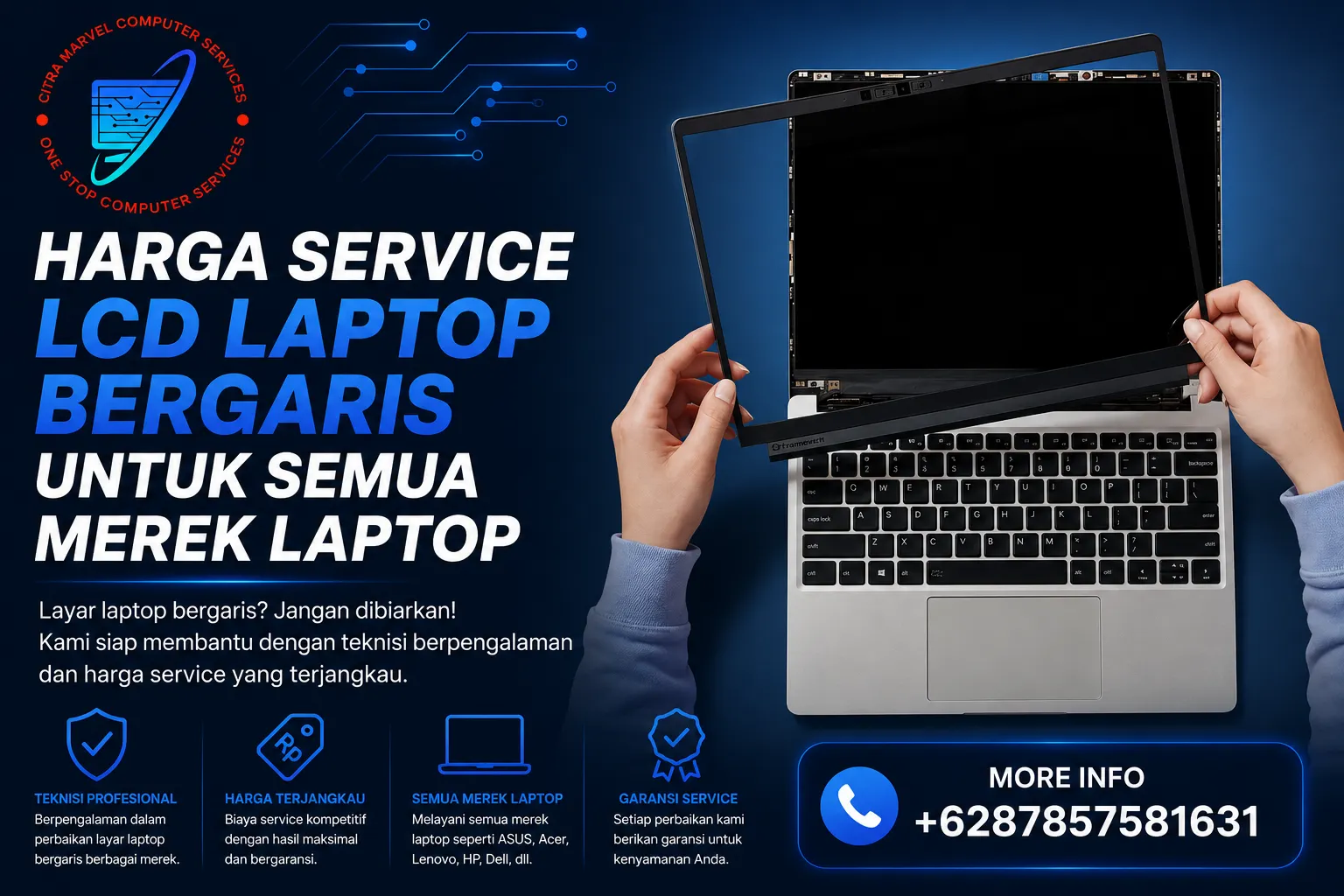 Harga Service LCD Laptop Bergaris untuk Semua Merek Laptop
