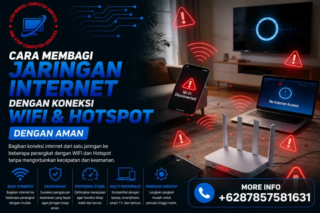 Cara Membagi Jaringan Internet dengan Koneksi WiFi dan Hotspot dengan Aman