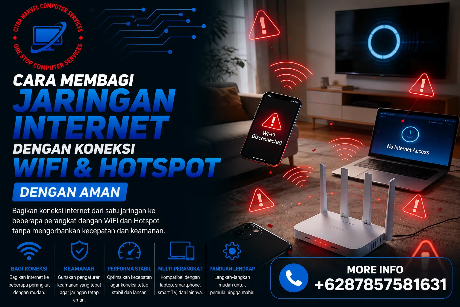 Cara Membagi Jaringan Internet dengan Koneksi WiFi dan Hotspot dengan Aman