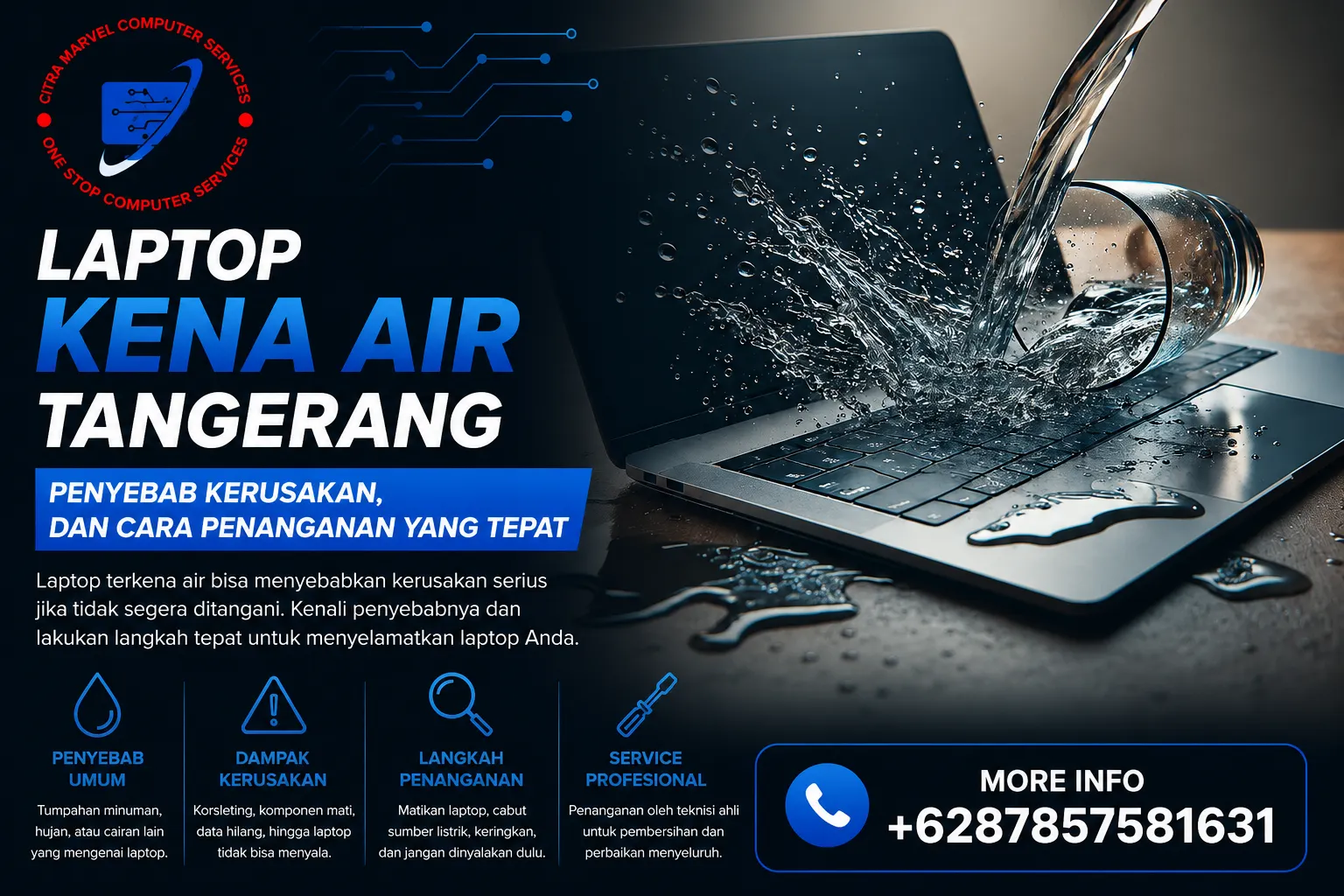 Laptop Kena Air Tangerang Penyebab Kerusakan, dan Cara Penanganan Laptop Kena Air Tangerang Penyebab Kerusakan, dan Cara Penanganan