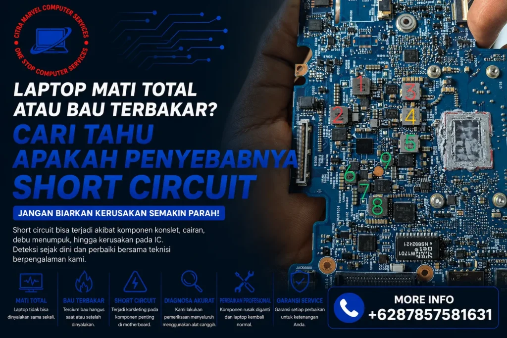 Laptop mati total atau bau terbakar? Cari tahu apakah penyebabnya short circuit