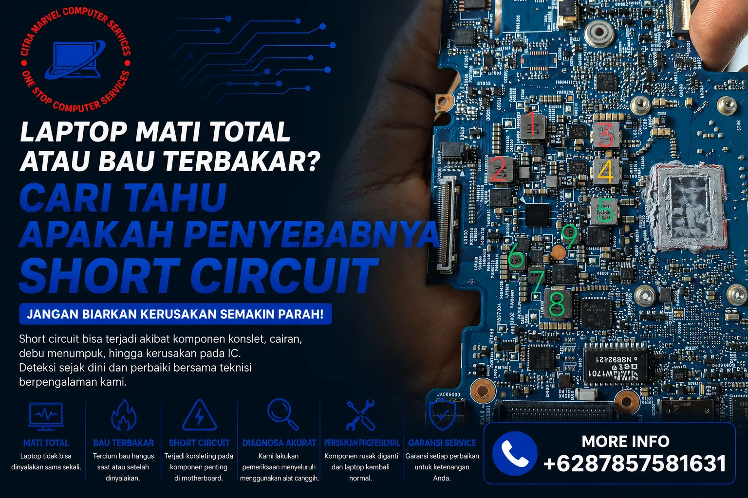 Laptop mati total atau bau terbakar? Cari tahu apakah penyebabnya short circuit Laptop mati total atau bau terbakar? Cari tahu apakah penyebabnya short circuit