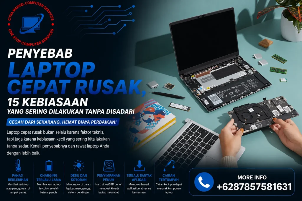 Penyebab Laptop Cepat Rusak, 15 Kebiasaan yang Sering Dilakukan Tanpa Disadari