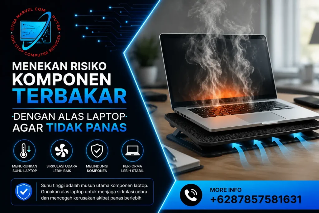 Menekan Risiko Komponen Terbakar dengan Alas Laptop Agar Tidak Panas